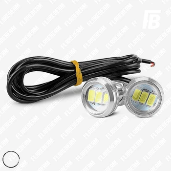 ДХО (денні ходові вогні) Орлине око LED врізні Ø23 мм лінза SMD 563003 хром корпус 2 шт.