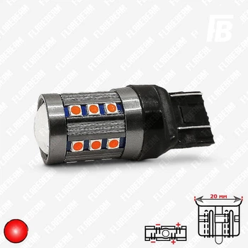 Лампа LED цоколь 7443 (T20 W21 5W) з лінзою 12–24 В SMD 3030*24 (червоний)
