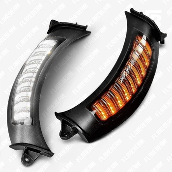 Указатели поворота (поворотники) и ДХО 01 для мотоциклов Harley-Davidson FLTR (2015+) LED чёрные 2 шт. (оранжевый + белый)