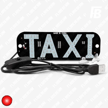 Табличка светодиодная (LED) TAXI такси подключение по USB 19 см * 6.5 см SMD 2835*45 чёрная основа (красный)