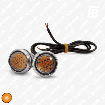 Поворотники или ДХО "Орлиный глаз" LED врезные Ø23 мм линза SMD 4014*12 хром корпус 2 шт. (оранжевый)