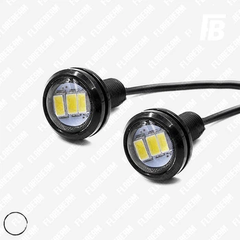 ДХО (дневные ходовые огни) "Орлиный глаз" LED врезные Ø23 мм линза SMD 5630*03 чёрный корпус 2 шт. (белый)