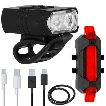Zestaw lampek rowerowych Springos na USB, 2 sztuki BA0058 (5907719448312)