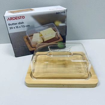 Маслянка пластикова з бамбуковою підставкою 20х15х7,5 см Ardesto Midori AR0919
