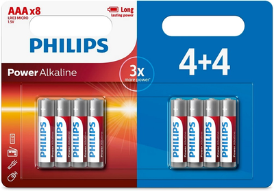Baterie Philips Power Alkaline LR03 AAA 1.5 V 8 szt (LR03P8BP/10)