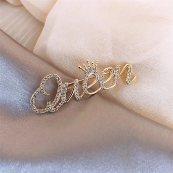 Брошка Queen Королева і корона шпилька з короною та стразами золотиста
