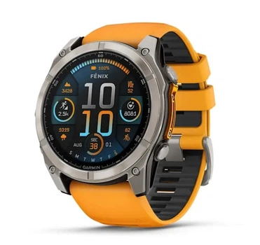 Смарт-часы GARMIN Fenix 8 51mm AMOLED Sapphire Titanium w. Spark Orange/Graphite Silicone Band (010-02905-10/11/53)