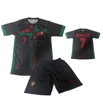 Форма футбольная детская Сборная Португалии №7 Ronaldo (Роналду) 164 (11 лет) черная