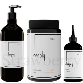 Набор для увлажнения и сияния волос Deeply Увлажняющий шампунь Deeply Hydrating Shampoo 1л + Глянцевая маска Deeply Gloss Finishing Mask 1л + Пилинг для кожи головы Deeply Refreshing Scalp Peeling 200мл