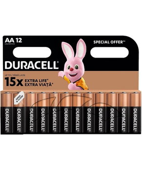 Батарейки Duracell 12 штук AA пальчиковые батареи щелочные Дюрасел