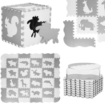 Mata piankowa puzzle dla dzieci Springos Zwierzątka 150 x 150 cm 16 puzzli 52 elementy FM0013 (5907719427966)