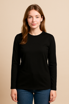 Женский черный лонгслив JHK Lady Comfort, размер XXL, с длинными рукавами и круглым вырезом