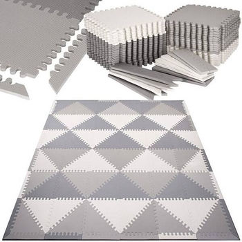 Mata piankowa puzzle dla dzieci Springos Trójkąty Szare 186 x 186 cm 72 puzzli 96 elementów FM0023 (5907719428062)