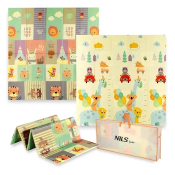 Дитячий термокилимок Nils Fun MD04 Zoo (195 x 180 см) складаний — Двосторонній розвиваючий килимок XPE для повзання та ігор