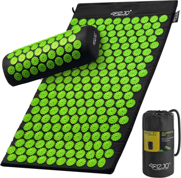 Коврик акупунктурный с валиком 4FIZJO Classic Mat Аппликатор Кузнецова Black/Green (P-5907222931745)
