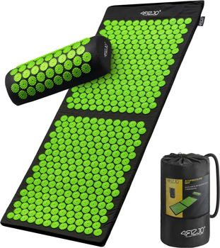 Коврик акупунктурный с валиком 4FIZJO Classic Mat XL Аппликатор Кузнецова Black/Green (P-5907222931769)