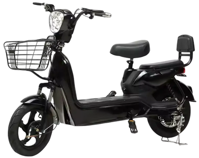 Електровелосипед двомісний Crosser на колесах 14" з двигуном 350Вт та 3 швидкостями Чорний
