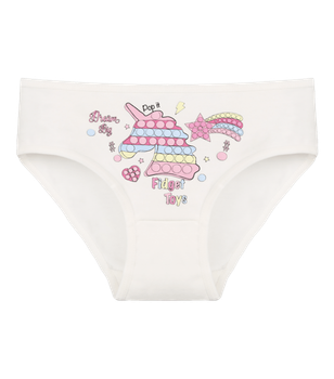 Трусы слипы для девочки с принтом Pop it - Donella - 4171PB79 - 110-116 см - Молочный