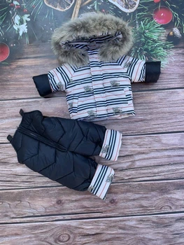 Комбінезон з курткою зимовий дитячий Look Пухнастик смужки 80-86 см