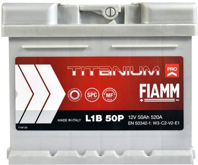 Автомобильный аккумулятор FIAMM Titanium Pro (L1B 50P) (-/+) 12V 50Аh (520A) (7905144)