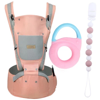 Детский хипсит эрго-рюкзак Baby Carrier и прорезыватель Замочек с держателем бусины Розовый n-13034
