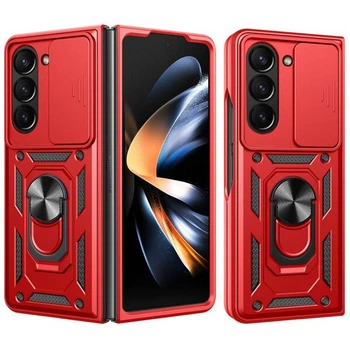 Чохол (PC+TPU) з підставкою Deexe Armor Shield (FF) для Samsung Galaxy Fold 7 - Red