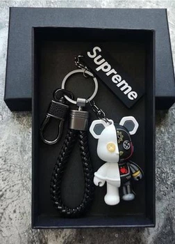 Брелок Мишка Bearbrick Киборг Supreme Черно-белый
