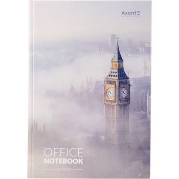Книга записна Axent City London 8423-21-A , A4, 210x295 мм, 192 аркуша, клітинка, тверда обкладинка