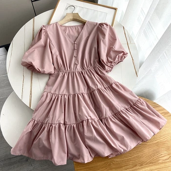 Плаття жіноче однотонне ретро Miduo Розовий One Size а2754