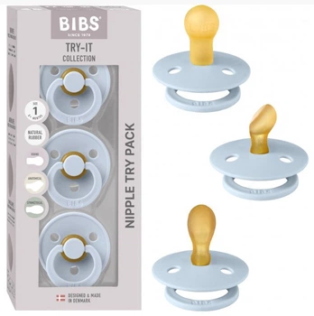 Набір пустушок BIBS Try-it Colour Baby Blue 3 шт. 0-6 міс., розмір 1