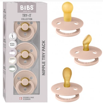 Набір пустушок BIBS Try-it Colour Blush 3 шт. 0-6 міс., розмір 1