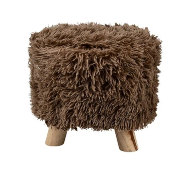 Пуф мягкий Fluffy круглый, с искусственным мехом, 28х30 см Коричневый (R33440-1)