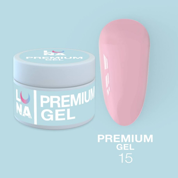 Гель LUNAMoon Premium Gel №15 на 30 мл для укрепления, выравнивания и наращивания ногтей