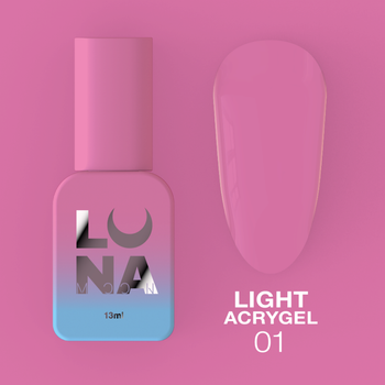 Жидкий гель LUNAMoon Light Acrygel №1 (Прозрачный) 13 мл для укрепления и донаращивания ногтей