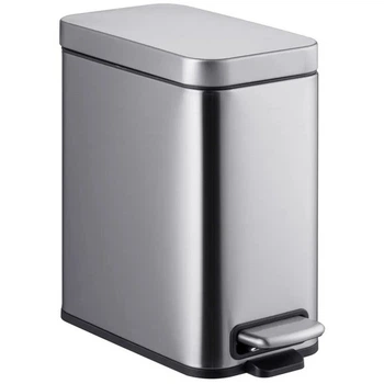 Відро для сміття на 5л прямокутне MIXXUS Quadro-TC0105 з кришкою та педаллю 280x292x140мм нержавіюча сталь сатин MI7062