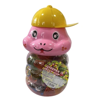 Желе фруктовое в банке-копилка Fruit Jelly Розова Змея в кепке 100 шт