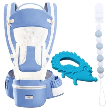 Эрго-рюкзак Baby Carrier 6 в 1 и прорезыватель для зубов Ежик с держателем Бусины Синий n-13054