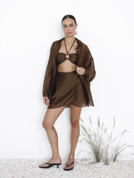 Коричневий костюм тройка Tencel Breeze Set LiLove 346 S Коричневий
