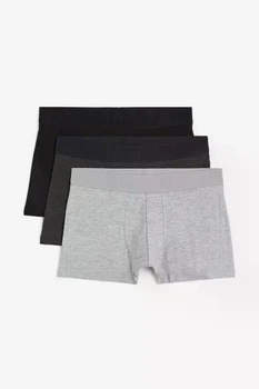 Набор коротких хлопковых боксеров H&M short trunks размер M 3 шт grey mix сірий мікс 0147