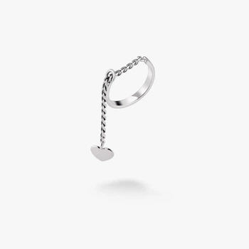 Серебряное кольцо с подвеской-сердцем на цепочке Аура Любви 925 Rhodium (Ш) 18 размер