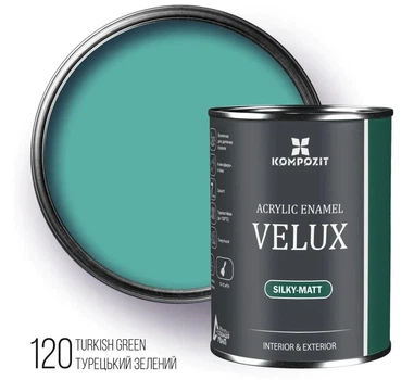 Емаль акрилова шовковисто-матова 120 Турецький зелений VELUX 0,75л