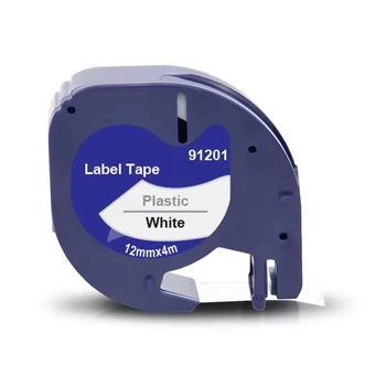 Картридж DYMO LetraTag 91201 12 мм чорний/білий, стрічка пластикова