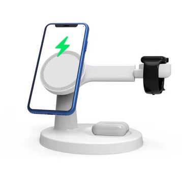 Беспроводная зарядная док-станция 3в1 VIKEFON магнитное зарядное устройство для iPhone / Airpods / Apple Watch, белая (110211606)