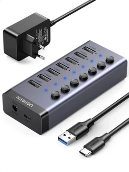 USB-хаб Ugreen CM481 USB to 7xUSB 3.0 with 12V 2A Power Supply Gray (UGR-90307)