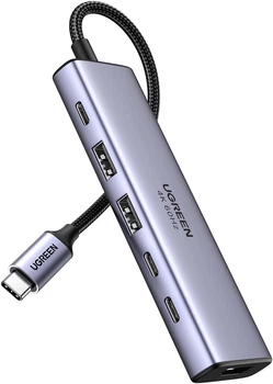 USB-хаб Ugreen CM511 USB-C To HDMI+2XUSB 3.2+2XUSB-C 3.2+PD Power Converter Gray (UGR-35999)