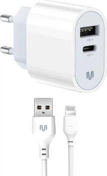 Сетевое зарядное устройство MadeInFuture MFS12 12W A+C + кабель USB-A to Lightning White (MIF82823)