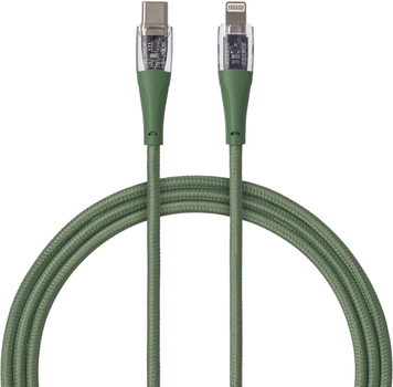 Kabel Qualo USB Type-C – Lightning 1.5 m Green/Transparent (5907457783416)