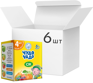 Промо-упаковка соків Чудо-Чадо Яблуко та персик + Яблуко + Яблуко та груша + Яблуко та абрикос 200 мл х 24 шт (4820016255180)