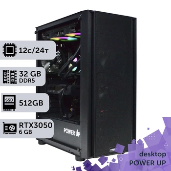 Робоча станція PowerUp Desktop #482 Ryzen 9 7900x / 32 GB / SSD 512GB / GeForce RTX 3050 6GB спеціалізована обчислювальна графічна система для архітекторів та інженерів