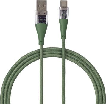 Kabel Qualo USB Type-A – USB Type-C 1.5 m Green/Transparent (5907457783409)